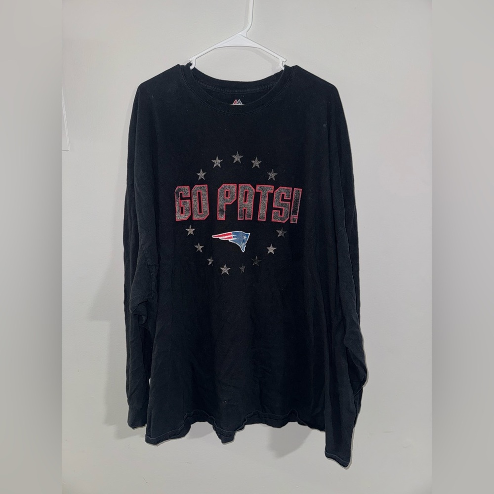 New England Patriots Majestic Long Sleeve Shirt Black Men's 5XL Go Pats!